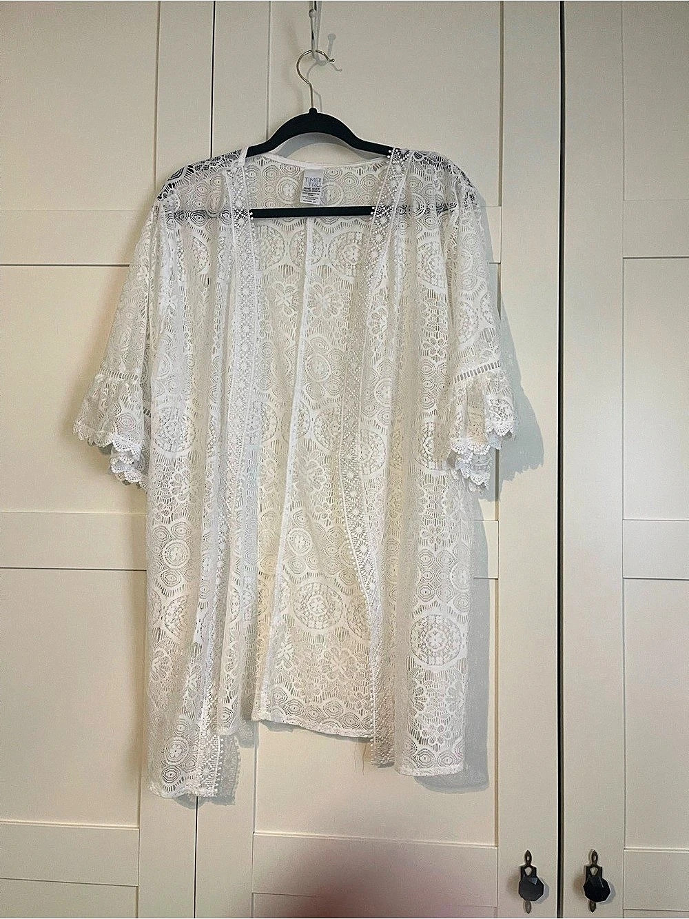 Time and Tru Lace Kimono Cover-Up in White
